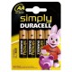 Alkalické batérie Duracell Simply DURSIMLR6P4B, LR6, 1.5V - 4x AA