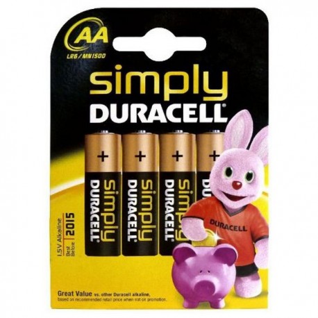 Alkalické batérie Duracell Simply DURSIMLR6P4B, LR6, 1.5V - 4x AA
