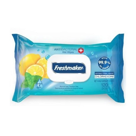 Antibakteriálne vlhčené obrúsky - citrón - 120 ks - Freshmaker