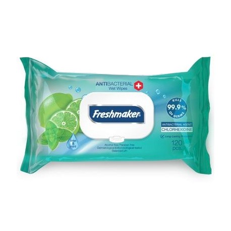 Antibakteriálné vlhčené obrúsky - limetka - 120 ks - Freshmaker