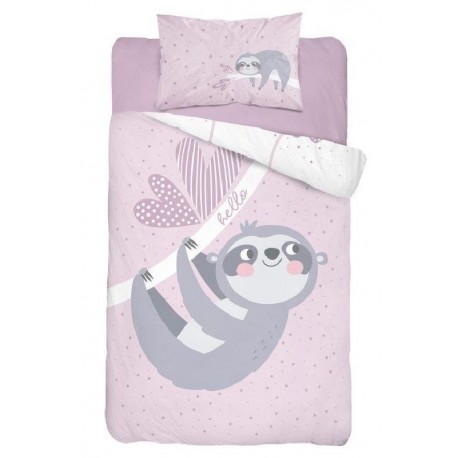 Bavlnené obliečky do postieľky - Leňochod Pink - 100 x 135 - Detexpol