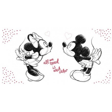 Osuška - Mickey a Minnie - čiernobiela - 140 x 70 cm - Jerry Fabrics