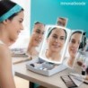 Skladacie zrkadlo s LED svetlom 3 v 1 s organizérom mejkapu Panomir - InnovaGoods